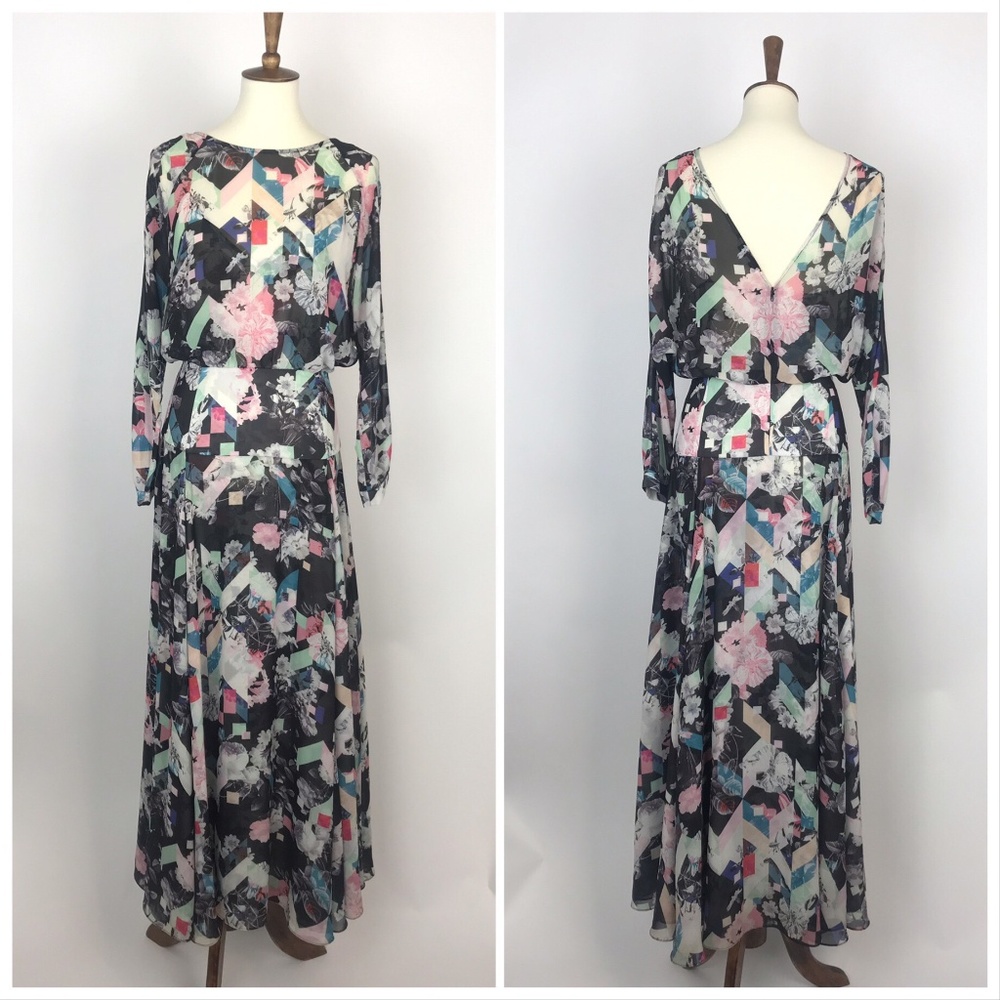 Rebecca Minkoff Geo Floral Jensen Maxi Long Dress